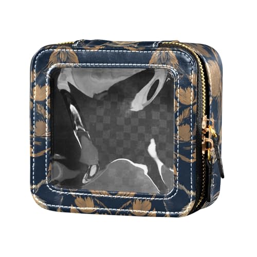 Kosmetiktasche mit schwarzem und goldenem Bär, transparent, kleine Kosmetiktasche für Damen von Amooorous