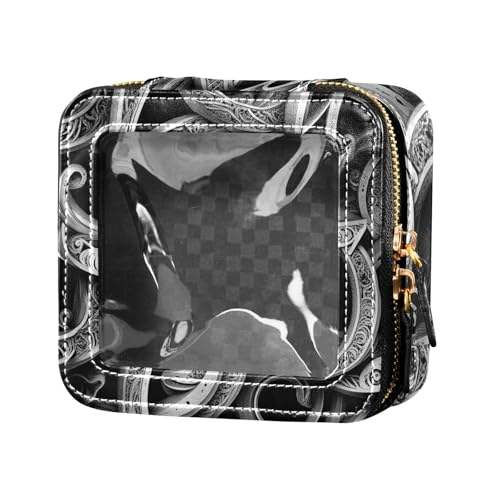 Kosmetiktasche mit unregelmäßiger Linie, niedlich, aus transparentem Leder, Kulturbeutel, Kosmetik-Organizer für Reisen von Amooorous