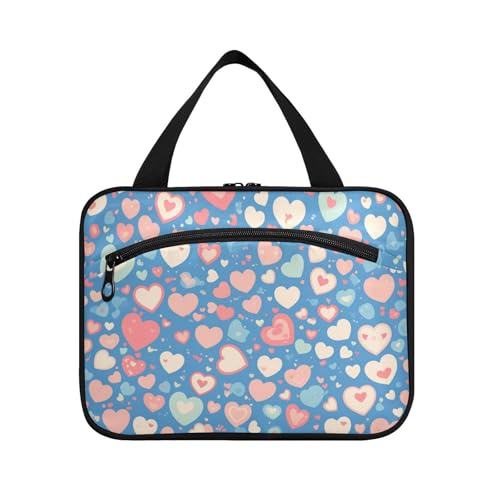 Kosmetiktasche zum Aufhängen, Kosmetiktasche mit Haken, kompakte Designer-Kulturbeutel für Damen, Kreuzfahrten, Blau und Rosa, Bolsa de maquillaje para Mujer L von Amooorous