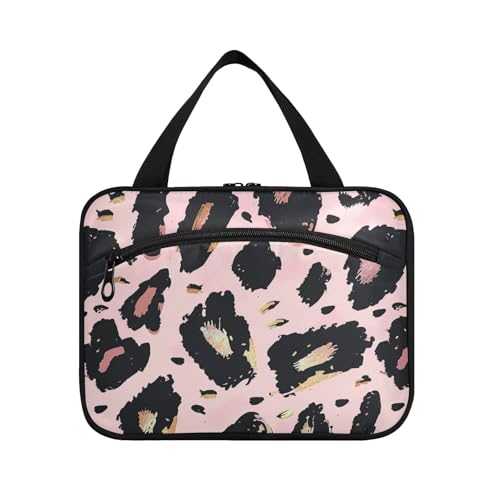 Kosmetiktasche zum Aufhängen, Leopardenmuster, mit Haken, Designer-Medizintasche für Damen, Größe L von Amooorous