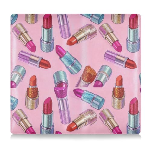 Künstlicher Glitzer-Cartoon-Lippenstift, rosa, PU-Leder, Auto-Registrierungs- und Versicherungskartenhalter, Auto-Handschuhfach-Organizer für wichtige Dokumente, Führerschein, Karten von Amooorous