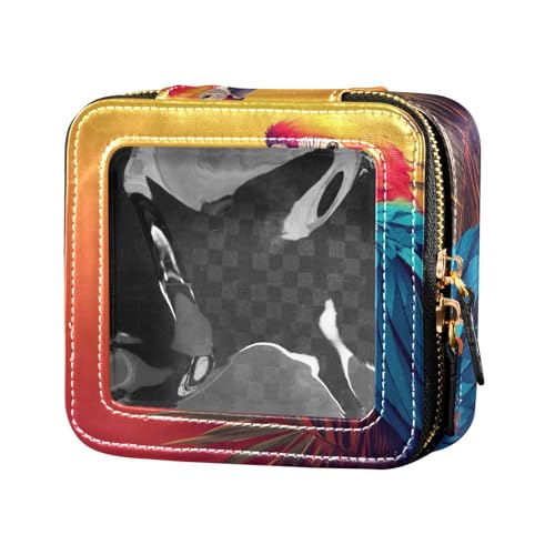 Kulturbeutel, Motiv: tropischer Ara, Papagei, aus Leder, Kulturbeutel, Make-up-Organizer für Reisen von Amooorous