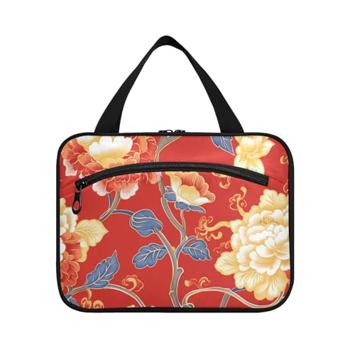 Kulturbeutel für Herren im chinesischen Stil, elegante Blumen, zum Aufhängen, mit Haken, Designer-Essentials, Kulturbeutel, zum Aufhängen, für Reisen, Muss für Reisen, Maletín para maquillaje L von Amooorous