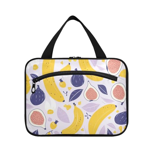 Kulturbeutel für Herren mit Haken, multifunktionales Designer-Rasierset für Damen, ideal für Urlaub, Violett / Gelb von Amooorous