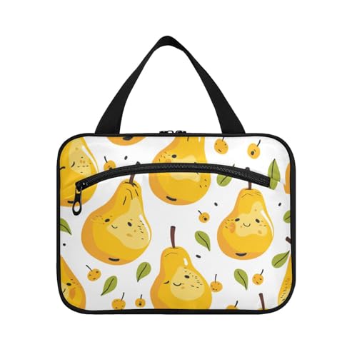 Kulturbeutel für Herren mit niedlichem Cartoon-Birnenmotiv, zum Aufhängen, mit Haken, Designer-Tasche für Herren, für Reisende, Reisen, Bolsa para maquillaje L von Amooorous