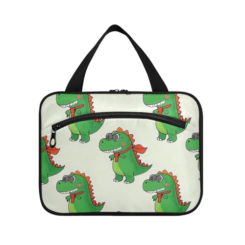 Kulturbeutel mit Cartoon-Sonnenbrille, Dinosaurier-Silhouette, zum Aufhängen, für Herren, mit Haken, Designer-Zubehör, Make-up-Tasche zum Aufhängen, für Damen, Reisen, Cartera para maquillaje L, Beige Kulturbeutel mit Cartoon-Sonnenbrille, Dinosaurier-Silhouette, zum Aufhängen, für Herren, mit Haken, Designer-Zubehör, Make-up-Tasche zum Aufhängen, für Damen, Reisen, Cartera para maquillaje L, Beige von Amooorous