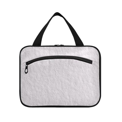 Kulturbeutel mit Leinenstruktur, zum Aufhängen, mit Haken, Designer-Hautpflege-Tasche, für Damen, Badezimmer, Bolso de para Mujer L, Hellgrau von Amooorous
