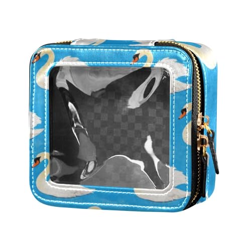 Kulturbeutel mit chinesischer Tuschemalerei, Gans, weißer Schwan, transparent, kleine Kulturtasche mit Reißverschluss, tragbarer Make-up-Organizer zum Fliegen von Amooorous