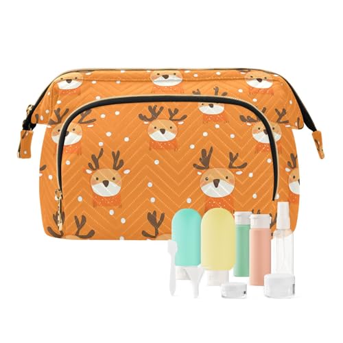 Kulturbeutel mit niedlichem Cartoon-Motiv, Motiv: Weihnachts-Hirsch, Organizer, Aufbewahrungstasche, Münzgeldbörse für Reisen, Kulturbeutel von Amooorous