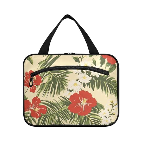 Kulturbeutel mit tropischen Pflanzen und Früchten, zum Aufhängen, mit Haken, Designer-Zubehör, Make-up-Tasche für Damen, Urlaub, Estuche de Maquillaje para Mujer L von Amooorous