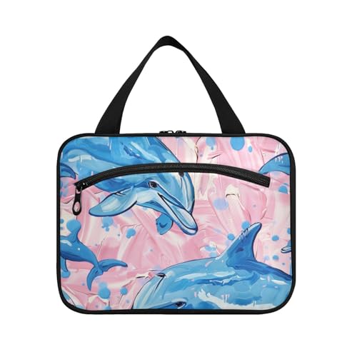 Kulturbeutel zum Aufhängen, Motiv: süßer blauer Delfin, für Herren, mit Haken, wasserdicht, Designer-Kulturbeutel, zum Aufhängen, für Reisen, Urlaub, Bolso para maquillaje L von Amooorous
