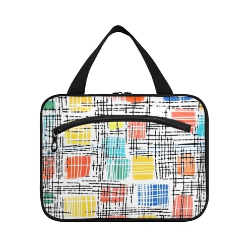 Kulturbeutel zum Aufhängen, bunt, kariert, mit Haken, wasserdicht, für Herren, für Reisen, Kreuzfahrten, Bolso de Maquillaje para Mujer L von Amooorous