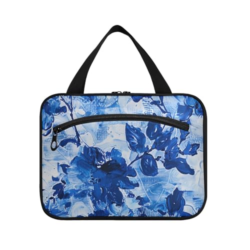 Kulturbeutel zum Aufhängen für Damen, mit Haken, Designer-Zubehör, Make-up-Tasche für Kreuzfahrt, Reisen, Hotel, Estuche de Maquillaje para Mujer L, Blau von Amooorous