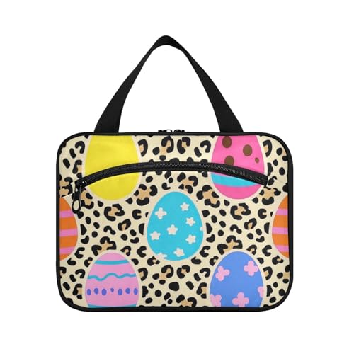 Leopard Ostereier Bunte hängende hängende Reise-Kulturartikel mit Haken, Designer-Make-up-Tasche mit großem Fassungsvermögen, für Reisen, Essentials für Frauen, Reisen, Bolso de para Mujer L von Amooorous