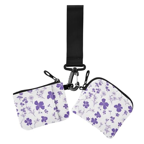 Lila Blumen Damen Münzgeldbörsen Kartenetuis Kompakte Größe Reißverschluss Münzbörse Geldbörse Geldbörse Geldbörse mit Reißverschluss Münzfach für Arbeit Reisen 2 Stück, Violette Blume, 1 size, Casual von Amooorous