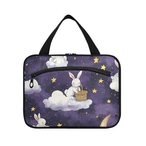 Lila Wolken Kaninchen Mond Hängesets für Männer Reise mit Haken, Designer waschbare Hautpflege-Tasche für Damen Trip Bolsas para maquillaje de Mujer L von Amooorous
