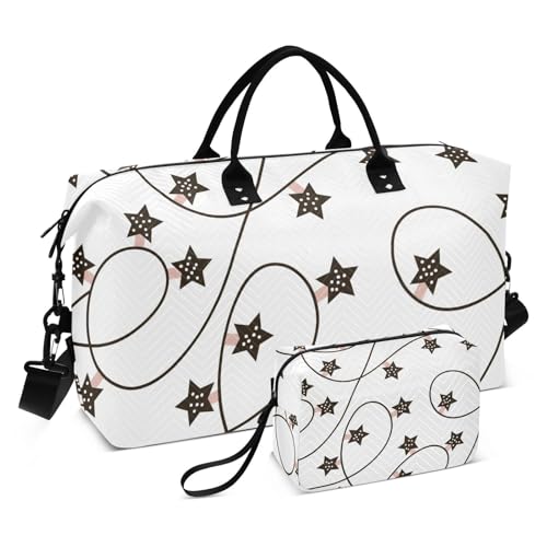 Line Star Urlaub Reise Handtasche Weekender Bag Groß Turnbeutel mit Kulturbeutel für Trekking 2 Stück Set, Line Star Holiday, 1 size von Amooorous