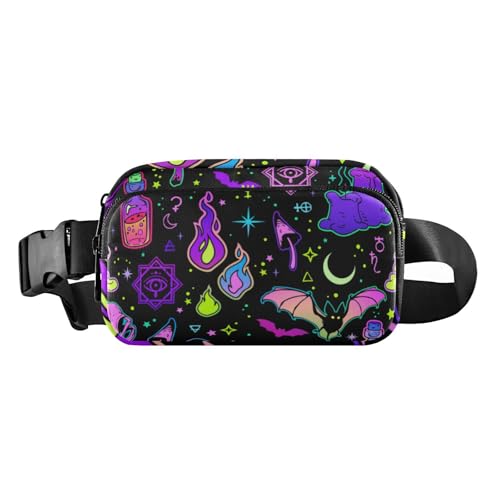 Lustige Gürteltasche mit Hexen-Elementen, stilvolle Gürteltasche für Männer und Frauen, kleine Crossbody-Sporttasche mit verstellbarem Riemen für Reisen, Fitnessstudio, Arbeit, Lustige, helle von Amooorous