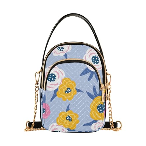 Lustige kleine Umhängetasche mit Blumenmuster und mehreren Taschen, Blau, Lustiges Blumenmuster, Blau, 1 size von Amooorous