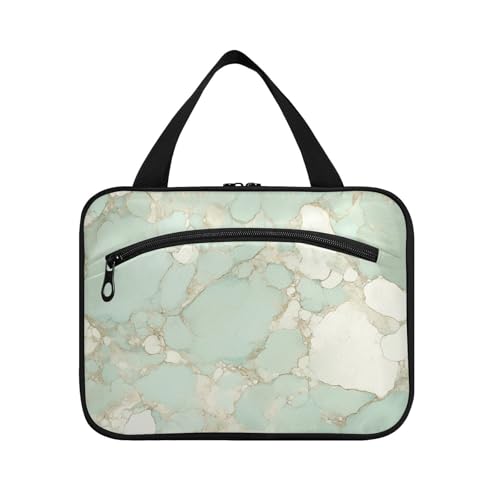 Luxuriöse Marmor-Textur-Hängetaschen für Reisen mit Haken, zusammenklappbare Designer-Taschen für Männer und Frauen, ideal für Fitnessstudio, Maleta para maquillaje L, Grün / Gold von Amooorous