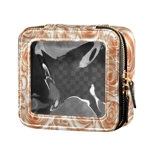 Make-up-Organizer mit Reißverschluss, goldfarben, Champagnerrose, transparent von Amooorous