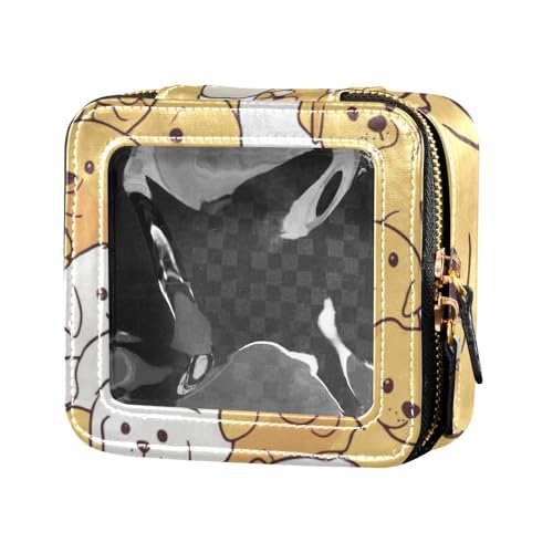 Make-up-Tasche, Cartoon-Motiv, niedlich, gelb-weißer Hund, transparent, Make-up-Tasche, Organizer, tragbar, für Reisen von Amooorous