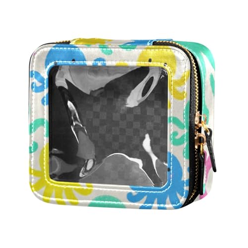 Make-up-Tasche, Motiv: Cartoon-Tiere, Meer-Silhouette, transparent, kleine Reisetasche für Toilettenartikel, Kosmetik-Organizer zum Fliegen, Beige von Amooorous