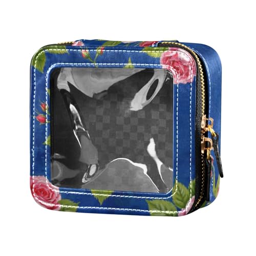 Make-up-Tasche, Ölgemälde mit rosa Rosen, transparent, klein, Make-up-Tasche, Organizer, Reise-Kosmetikkoffer für Reisen von Amooorous