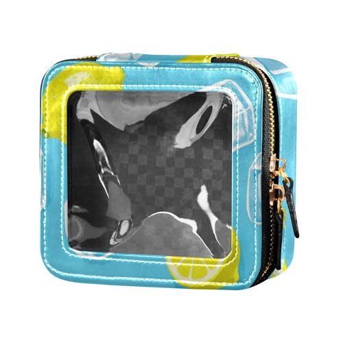 Make-up-Tasche, Sommerblau, Eiszitrone, transparent, Kosmetiktasche, tragbarer Make-up-Organizer für Reisen von Amooorous