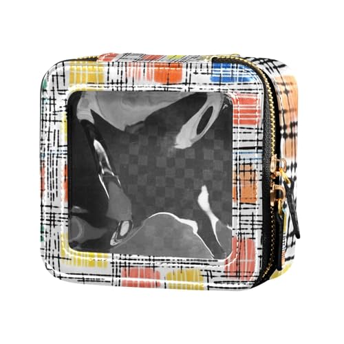 Make-up-Tasche, bunt, kariert, niedlich, transparent, Reise-Kulturbeutel, Make-up-Tasche, Organizer für Fliegen von Amooorous