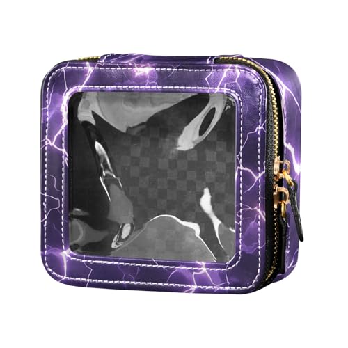 Make-up-Tasche, klein, wasserdicht, Reise-Kulturbeutel, Leder, Organizer für Reisen, Violett von Amooorous