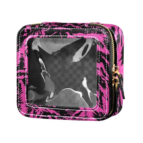 Make-up-Tasche für Geldbörse, Kulturbeutel, Kosmetiktasche zum Fliegen, Schwarz und Pfirsich-Druck von Amooorous