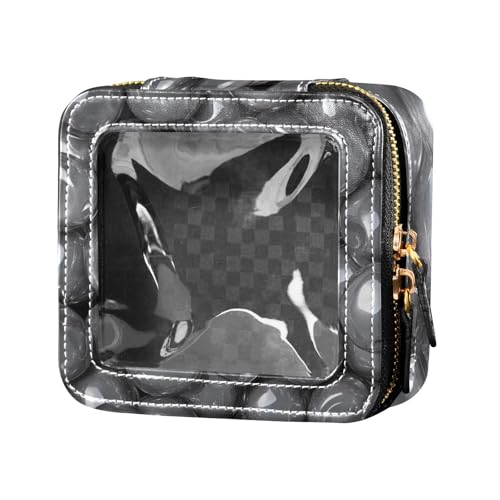 Make-up-Tasche für Geldbörse, Kulturbeutel, Make-up-Tasche, Organizer für Reisen, Kieselsteine, transparent, Grau von Amooorous