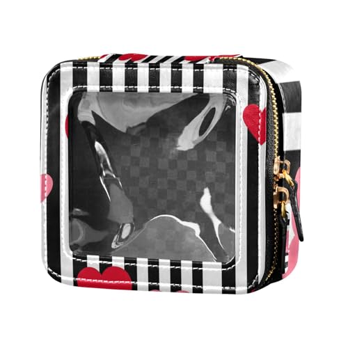 Make-up-Tasche für Geldbörse, Reise-Kulturbeutel, Make-up-Organizer zum Fliegen, Rot / transparent von Amooorous