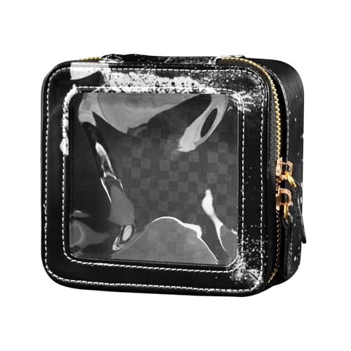 Make-up-Tasche für Rugby-Spieler, schwarz, transparent, Hautpflege-Tasche, tragbarer Make-up-Organizer für Reisen von Amooorous