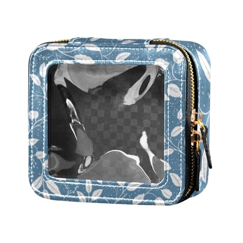 Make-up-Tasche mit Boho-Blumen, transparent, Reisetasche, für Toilettenartikel, Make-up-Organizer für Reisen, Blau / Weiß von Amooorous