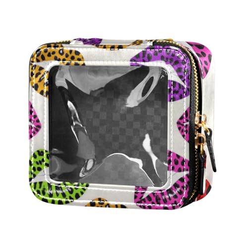Make-up-Tasche mit Cartoon-Leopardenmuster, transparent, Reise-Make-up-Tasche, Organizer, Mini-Make-up-Behälter zum Fliegen von Amooorous