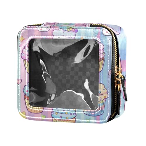 Make-up-Tasche mit Cartoon-Motiv, Pastellkuchen, Regenbogenstreifen, niedlich, transparent, Nagellack-Organizer, Make-up-Organizer zum Fliegen von Amooorous
