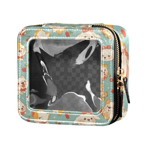 Make-up-Tasche mit Cartoon-Motiv, kleine Bulldogge, Kirsche, transparent, Nagellack-Organizer-Tasche, tragbarer Make-up-Organizer für Damen von Amooorous