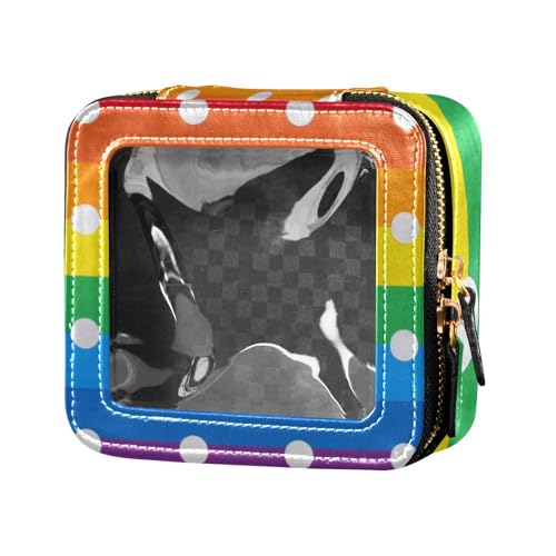 Make-up-Tasche mit Cartoon-Punkten, Regenbogenfarben, transparent, kleine Kosmetiktasche, Make-up-Organizer für Reisen von Amooorous