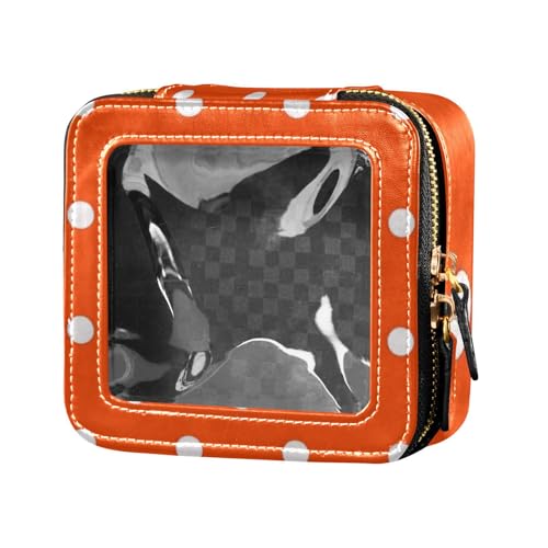 Make-up-Tasche mit Cartoon-Punkten, wasserdicht, Reise-Kulturbeutel, Kosmetik-Organizer für Damen, Orange von Amooorous