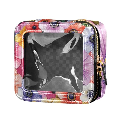 Make-up-Tasche mit Retro-Blumen mit Farbe, Ölgemälde, transparent, kleine Make-up-Tasche für Geldbörse, Reisetasche, Make-up-Tasche, Organizer für Damen von Amooorous