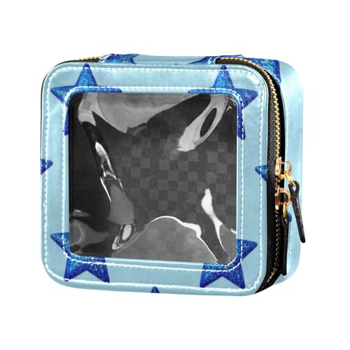 Make-up-Tasche mit künstlichen Pailletten, Sternen, transparent, Reise-Kulturbeutel, tragbarer Make-up-Organizer für Damen von Amooorous