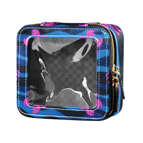 Make-up-Tasche mit niedlichem Tiermotiv, fluoreszierend, wasserdicht, transparent, kleine Kosmetiktasche für Geldbörse, Mini-Make-up-Behälter für Reisen von Amooorous