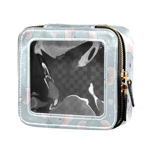 Make-up-Tasche mit niedlichem blauem Elefant, wasserdicht, transparent, Reise-Kulturbeutel, Leder, Organizer-Taschen für Reisen von Amooorous
