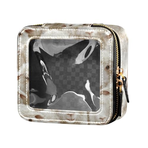 Make-up-Tasche mit niedlichem weißem Schaf, transparent, für Geldbörse, Kosmetiktasche, tragbarer Make-up-Organizer zum Fliegen von Amooorous