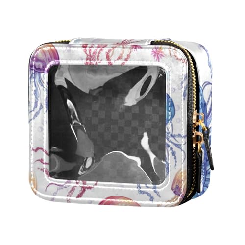 Make-up-Tasche mit niedlichen Quallen, bunt, niedlich, transparent, Nagellack-Organizer für Reisen von Amooorous