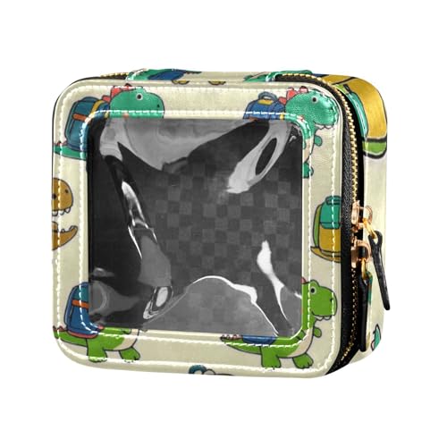 Make-up-Tasche mit niedlicher Dinosaurier-Silhouette, für Geldbörse, Nagellack, Organizer, Tasche, Make-up-Organizer für Reisen, Beige von Amooorous
