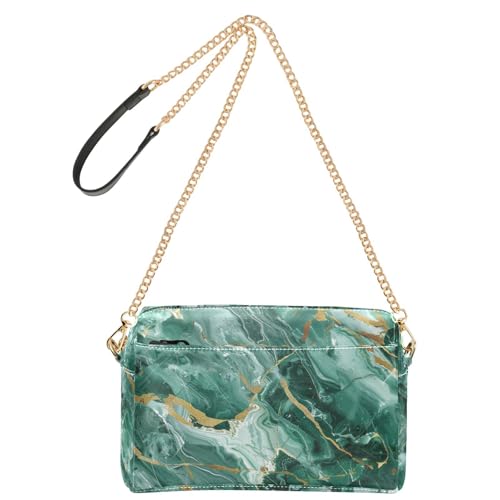 Marble Jade Gold Print Fashion Shoulder Bag For Woman Vegan Leather Women's Purse Zip Shoulder Bag von Amooorous