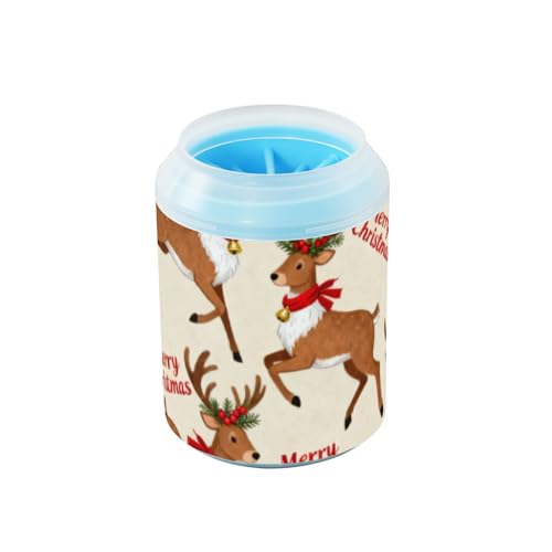 Merry Christmas Brown Elch Wiederverwendbarer Pfoten-Reinigungsbecher mit weicher Massagebürste, unverzichtbar für alle Haustierbesitzer für mittelgroße bis große Hunde, cintur de seguridad para Merry Christmas Brown Elch Wiederverwendbarer Pfoten-Reinigungsbecher mit weicher Massagebürste, unverzichtbar für alle Haustierbesitzer für mittelgroße bis große Hunde, cintur de seguridad para von Amooorous